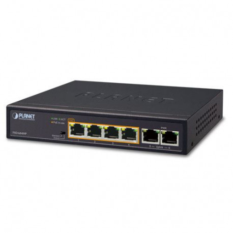 Planet 6-port Desktop PoE Switch (4x RJ45 100Mbps 802.3af at PoE 2x RJ45 100Mbps (60 Watts)