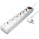 Transmedia 6-way power strip, White, 1,4m