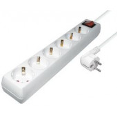 Transmedia 6-way power strip, White, 1,4m