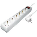Transmedia 6-way power strip, White, 1,4m