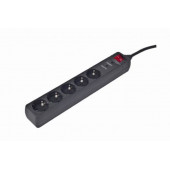 Gembird Surge protector, 5 sockets, 3 m, black