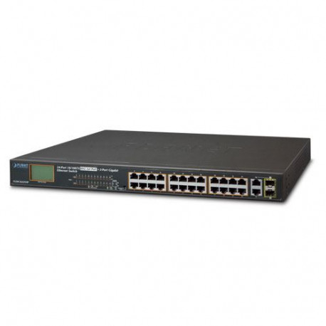 Planet 28-Port (24x100Mbps 802.3at PoE (300W) 2x GbE 2x 1G SFP) Desktop Switch