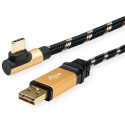 Roline GOLD USB2.0 kabel TIP A (M) - USB-C (M) kutni, 3.0m, crno/zlatni