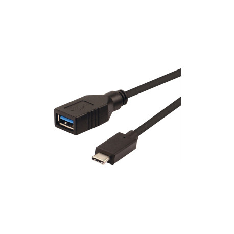 Roline USB3.2 Gen 1 kabel TIP A-C F/M, 0.15m, crni