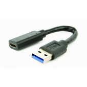 Gembird USB 3.1 AM to Type-C female adapter cable, 10 cm, black