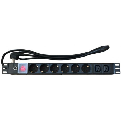 NaviaTec 8 Outlet Power Distribution Unit 6x Schuko 2x IEC C13 Input Schuko Cable
