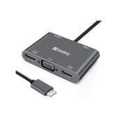 Sandberg USB-C Dock 2xHDMI 1xVGA USB PD