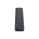 USB hub s 13 vhodi, USB 3.0, s stikali, zunanje napajanje, črn, ORICO CT2U3-13AB