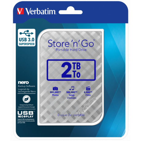Externi hard disk Verbatim USB 3.0 2,5" gen2 2TB srebrni 53198