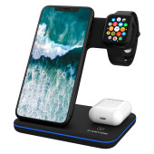 CANYON WS-303 3in1 Wireless charger, with touch button for Running water light, Input 9V/2A, 12V/2A,