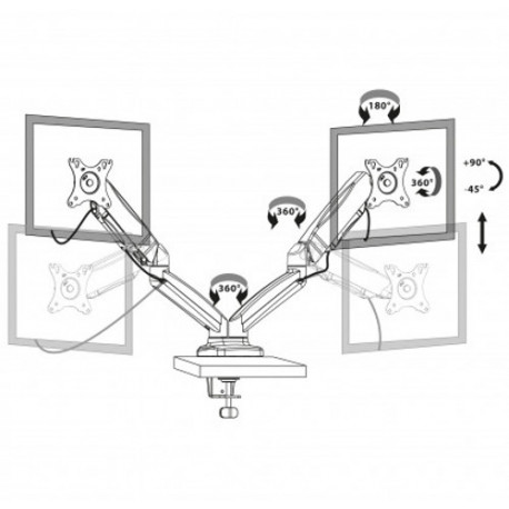 Port nosač 2 monitora do 32’’, do 2x8kg,VESA, crni