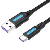 Vention USB 2.0 A Male to C Male 5A Cable 2M Black