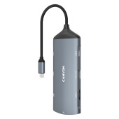 CANYON 8 in 1 hub, with 1*HDMI,1*Gigabit Ethernet,1*USB C female:PD3.0 support max60W,1*USB C male :
