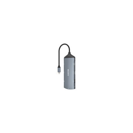 CANYON 8 in 1 hub, with 1*HDMI,1*Gigabit Ethernet,1*USB C female:PD3.0 support max60W,1*USB C male :