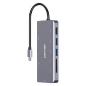 CANYON 9 in 1 USB C hub, with 1*HDMI: 4K*30Hz,1*Gigabit Ethernet,, 1*Type-C PD charging port, Max 10