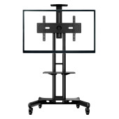 ONKRON Mobile TV Stand for 40-70” TVs with Wheels Shelves Height Adjustable Rolling TV Cart, Black