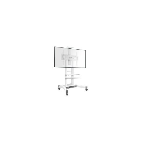 ONKRON Mobile TV Stand for 40-70” TVs with Wheels Shelves Height Adjustable Rolling TV Cart, White