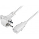 Transmedia Schuko plug flat to C13 jack 1,5m, White