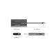 Priključna postaja USB-C 12 v 1, 1x USB-C 3.1, 4x USB-A, USB-C PD100W, 1x HDMI 4K@30Hz, VGA, SD+TF, RJ45, AUX, Aluminij, siva