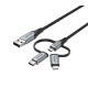 Vention USB 2.0 A Male to 3-in-1 Micro-B USB-C Lightning Male Cable 1,5m, Gray