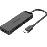 Vention Type-C to 4-Port USB 3.0 Hub, Black 0,15m