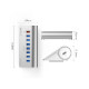 USB-C hub s 7 vhodi, 7x USB-A 3.2 Gen1, 1x USB-A PD, 5Gbps, z napajanjem, aluminij, ORICO M3U7Q1-05
