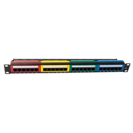NaviaTec CAT6 Unshielded Colorful Patch Panel with Back Bar, 1U