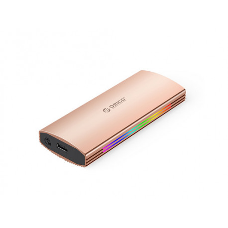 Zunanje ohišje za M.2 NVMe 2230-2280 v USB3.2 Gen2 Type-C, 10Gbps, RGB, aluminij, zlato-roza, ORICO M2R2-G2