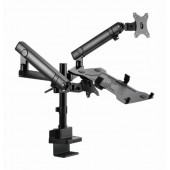 Gembird Desk mounted adjustable monitor arm with notebook tray (full-motion)