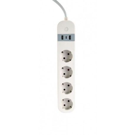 Gembird Smart power strip with USB charger, 4 sockets, white