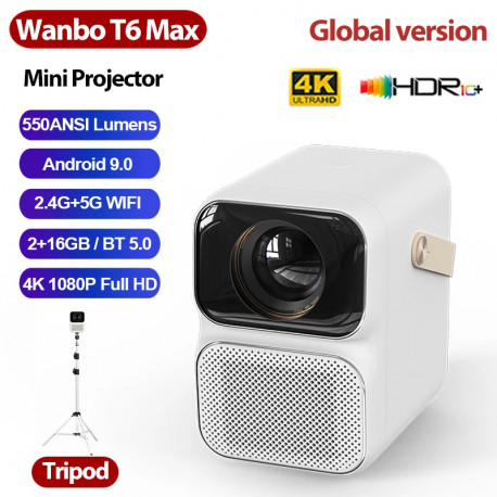 Xiaomi Wanbo Projector T6 Max, Android 9.0, FHD 1080p, 650ANSI