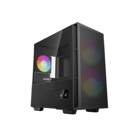 Računalniško ohišje DeepCool CH360 Digital, Micro-ATX, ARGB, LCD, kaljeno steklo, črno