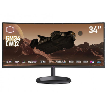 Monitor 34'' (87 cm) UWQHD VA 180Hz, HDR400, Ukrivljen, 2xHDMI, DisplayPort, USB-C DP Alt, zvočniki, Cooler Master GM34-CWQ2