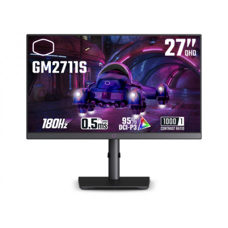 Monitor 27" (69 cm) WQHD, IPS 180Hz HDR400, 2xHDMI, DisplayPort, 2xUSB, zvočniki, Cooler Master GM2711S