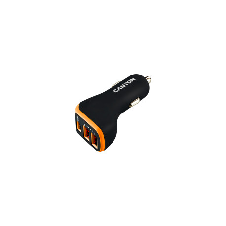 CANYON car charger C-08 PD 18W USB-C 2USB-A Black Orange