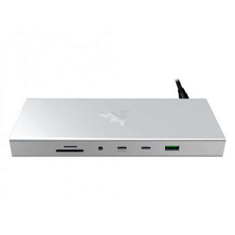 Priključna postaja USB-C Razer USB 4 Dock Mercury, 14 v 1, 5xUSB-A, 3xUSB-C, HDMI, DP,  RJ45, AUX, mSD/SD, srebrna