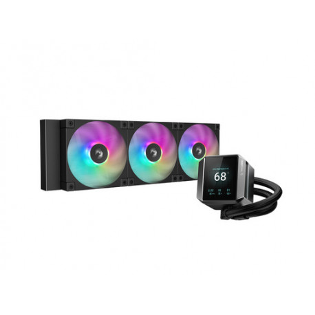 Komplet za tekočinsko hlajenje AIO Liquid Cooler DeepCool MYSTIQUE 360 ARGB, 360mm, LCD, črn