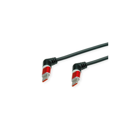 Roline 360° USB 2.0 kabel, C-C, M/M, 60W, crveno/crni, 2.0m