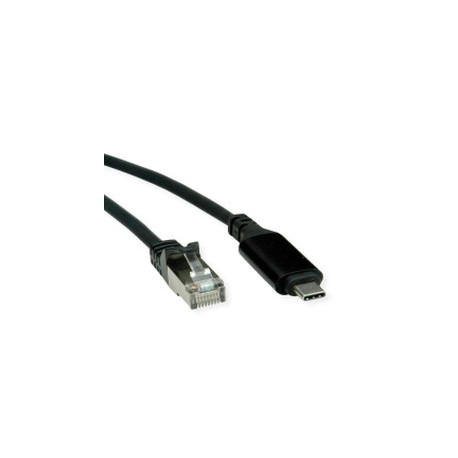Roline adapter/kabel USB-C - Gigabit LAN 10/100/1000Mbit/s, 2.0m. crni