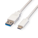 Roline VALUE USB3.0 kabel, A-C, M/M, 1.0m, bijeli