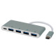 Roline Hub 4-porta USB3.0 + USB-C (PD), USB-C kabel, 0.1m