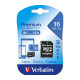 Verbatim memorijska kartica Premium Micro SDHC Secure Digital 16GB Class 10 + adapter