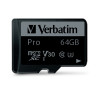 Verbatim memorijska kartica PRO Micro SDXC 64GB, U3, A2, V30, Class 10 Card + adapter