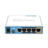 Mikrotik RB951Ui-2nD hAP, 650MHz CPU, 64MB RAM, 5×LAN, 2.4Ghz 802.11b/g/n, integrirana antena, USB, RouterOS L4, plastič