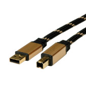 Roline GOLD USB2.0 kabel TIP A/B M/M, 1.8m, crno/zlatni