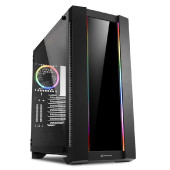 Sharkoon ELITE SHARK CA200G Tower E-ATX kućište, bez napajanja, prozirna bočna stranica, RGB ventilator stražnji 1×120, 