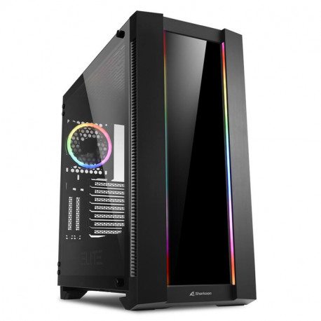Sharkoon ELITE SHARK CA200G Tower E-ATX kućište, bez napajanja, prozirna bočna stranica, RGB ventilator stražnji 1×120, 