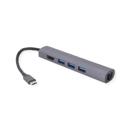 Roline VALUE USB-C docking station, 4K HDMI, 3×USB 3.2 Gen 1, G-LAN