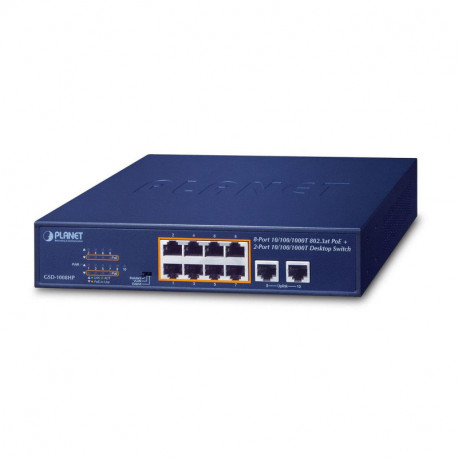 PLANET Gigabit preklopnik (Switch) 10" 10-port 10/100/1000Mbps sa 8-port IEEE 802.3at PoE+ Injector, 1U desktop/rack mou