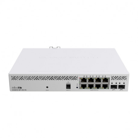 Mikrotik Cloud Smart Switch CSS610-8P-2S+IN, 8×G-LAN PoE-out, 802.3af/at, 2×SFP+ 10G, SwOS, desktop kučište, PSU